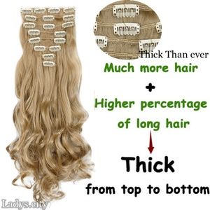 24" Clip In Hair Extensions Curly Light Bl…